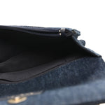 Denim Quilted Chanel 19 Flap Phone Holder With Chain Blue