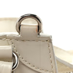 Semi Shiny Calfskin Crocodile Embossed Neo Classic Silver Hardware Nano City Crossbody White