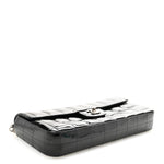 Patent Quilted East West Chocolate Bar Flap Black