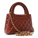 Shiny Aged Calfskin Quilted Nano Kelly Shopper Brown