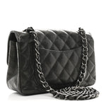 Metallic Caviar Quilted Mini Rectangular Flap Dark Grey