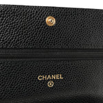 Caviar Quilted Wallet on Chain WOC Black