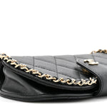 Caviar Quilted Chain Glasses Case Black