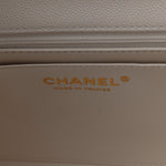 Caviar Quilted Medium Retro Twist Top Handle Flap White