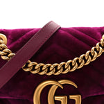 Velvet Matelasse Mini GG Marmont Shoulder Bag Fuchsia Violet Cyclamen