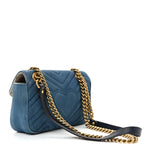 Denim Matelasse Mini Pearly GG Marmont Shoulder Bag Blue
