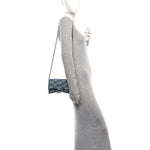Denim BB Monogram Hourglass Chain Bag Blue