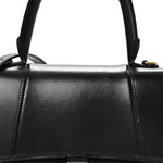 Shiny Box Calfskin Small Hourglass Top Handle Bag Black
