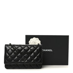 Lambskin Quilted Wallet On Chain WOC So Black
