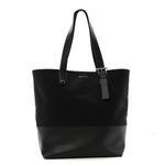 Canvas Calfskin T-Bar Shopping Bag Black