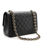 Caviar Quilted Jumbo Double Flap Black
