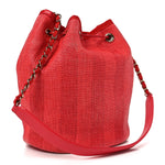 Mixed Fibers Striped Deauville Drawstring Bag Red