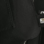 Glazed Calfskin Chevron Stitched Large 31 Shopping Bag Black Multicolor