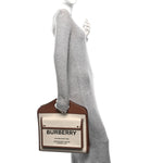 Canvas Smooth Calfskin Two Tone Medium Pocket Bag Natural Malt Brown