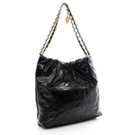 Glazed Calfskin  Quilted Small Chanel 22 Black