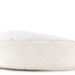 Mesh Shiny Lambskin Chain Hobo White