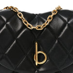 Lambskin Quilted Rocking Horse Shoulder Bag Black