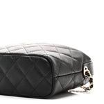 Caviar Quilted Hobo Clutch With Chain Black