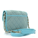Denim Quilted Small Messenger Flap Neon Blue