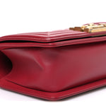 Lambskin Quilted Small Boy Flap Dark Red