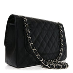 Caviar Quilted Jumbo Double Flap Black