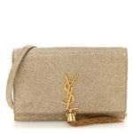 Metallic Canvas Woven Small Classic Monogram Kate Tassel Chain Wallet Gold