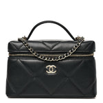 Caviar Quilted Top Handle Slim Vanity With Chain Black