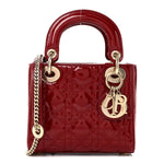 Patent Cannage Mini Lady Dior Red