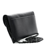 Ultra Matte Calfskin Saddle Chain Wallet Pouch Black