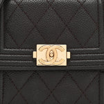 Caviar Quilted Boy Card Holder On Chain Black