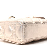 Metallic Lambskin Cannage Small Lady D-Joy Champagne