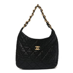 Lambskin Quilted Large CC Funky Town Hobo Black