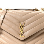 Calfskin Y Quilted Monogram Medium Loulou Chain Satchel Dark Beige