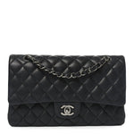 Iridescent Caviar Quilted Medium Double Flap Black