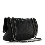 Caviar Quilted Medium Elastic Flap Black