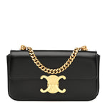 Shiny Calfskin Triomphe Chain Shoulder Bag Black