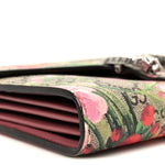 GG Supreme Monogram Blooms Mini Dionysus Chain Wallet Beige Multicolor Dry Rose