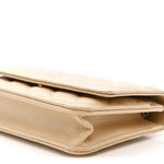 Caviar Quilted Wallet on Chain WOC Beige