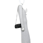 Caviar Quilted Barrel Clutch With Chain Black