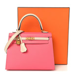 Epsom Bi-Color Horseshoe Kelly Sellier 25 Rose Azalee Craie