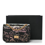 Calfskin Crocodile Embossed Graffiti 2.55 Mini Cocodile Reissue Flap Black Pink
