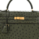 Ostrich Kelly Sellier 32 Vert Olive