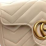 Calfskin Matelasse Super Mini GG Marmont Shoulder Bag White