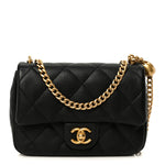 Caviar Quilted Mini Sweetheart Rectangular Flap Black