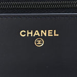 Denim Quilted CC Turnlock Wallet On Chain WOC Dark Blue Orange