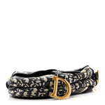 Oblique Embroidered Saddle Bag Blue