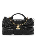 Lambskin Quilted Mini Bow Bag Black