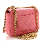 Lambskin Enamel Quilted Pending CC Mini Square Flap Pink