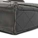 Satin Quilted Crystal CC Square Flap Grey