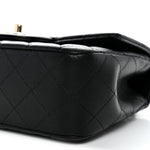 Lambskin Quilted Mini Top Handle Rectangular Flap Black